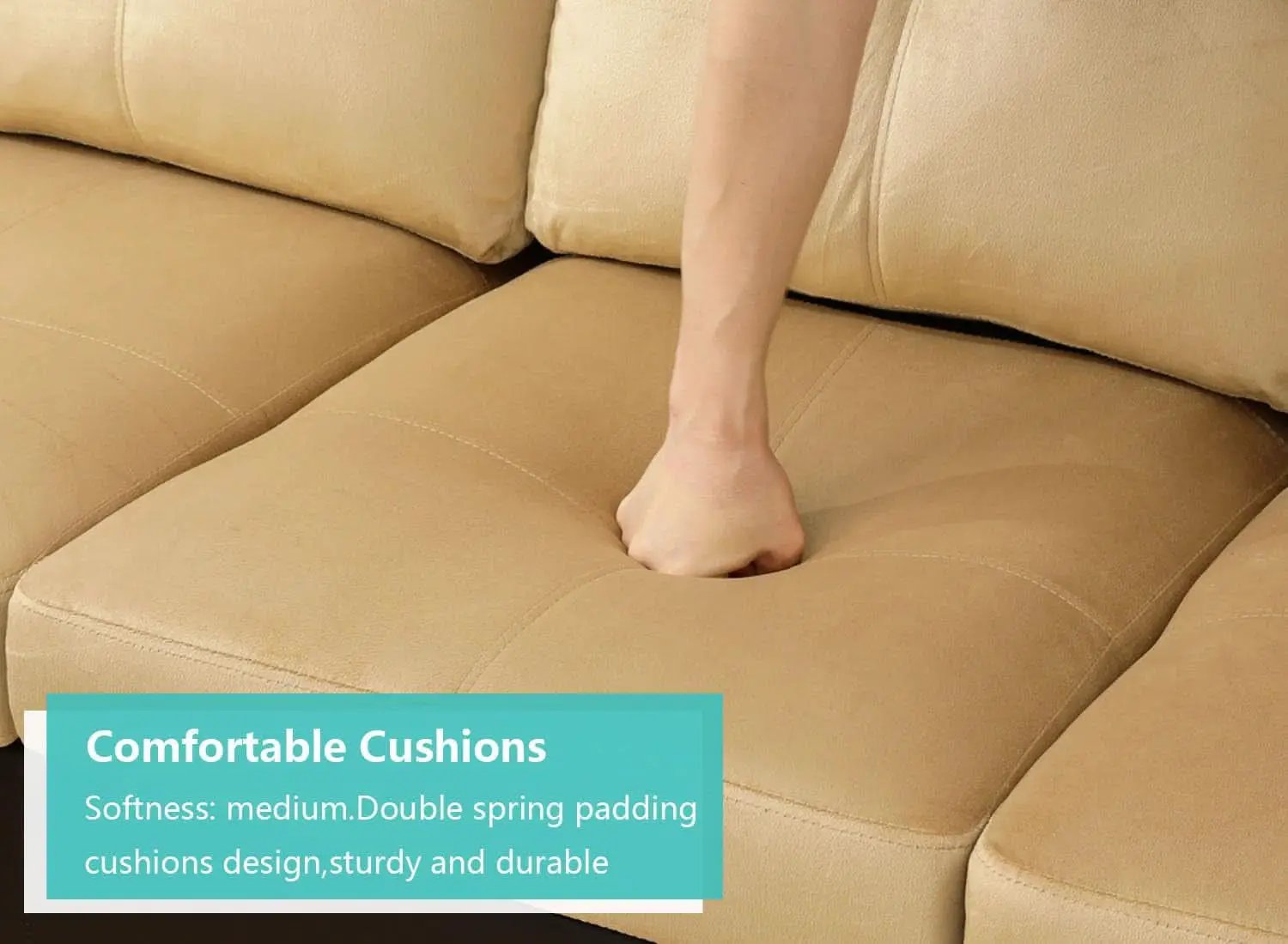 Beige 105 Inch L Shaped Sectional Sofa With Storage Ottoman from PriceLows™
