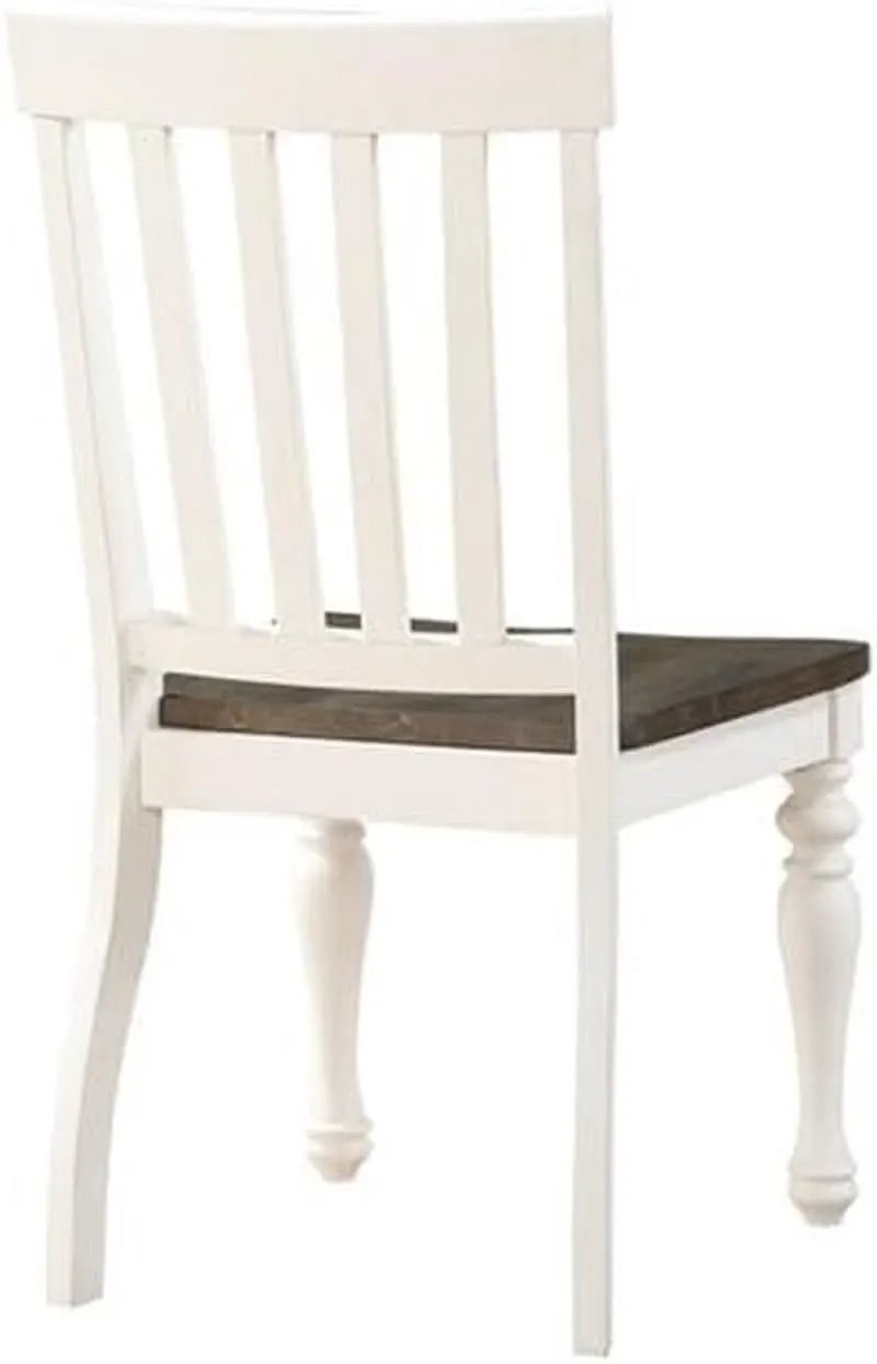Dining Chair Set of 2 Two Tone Ivory Charcoal Slat Back from PriceLows™