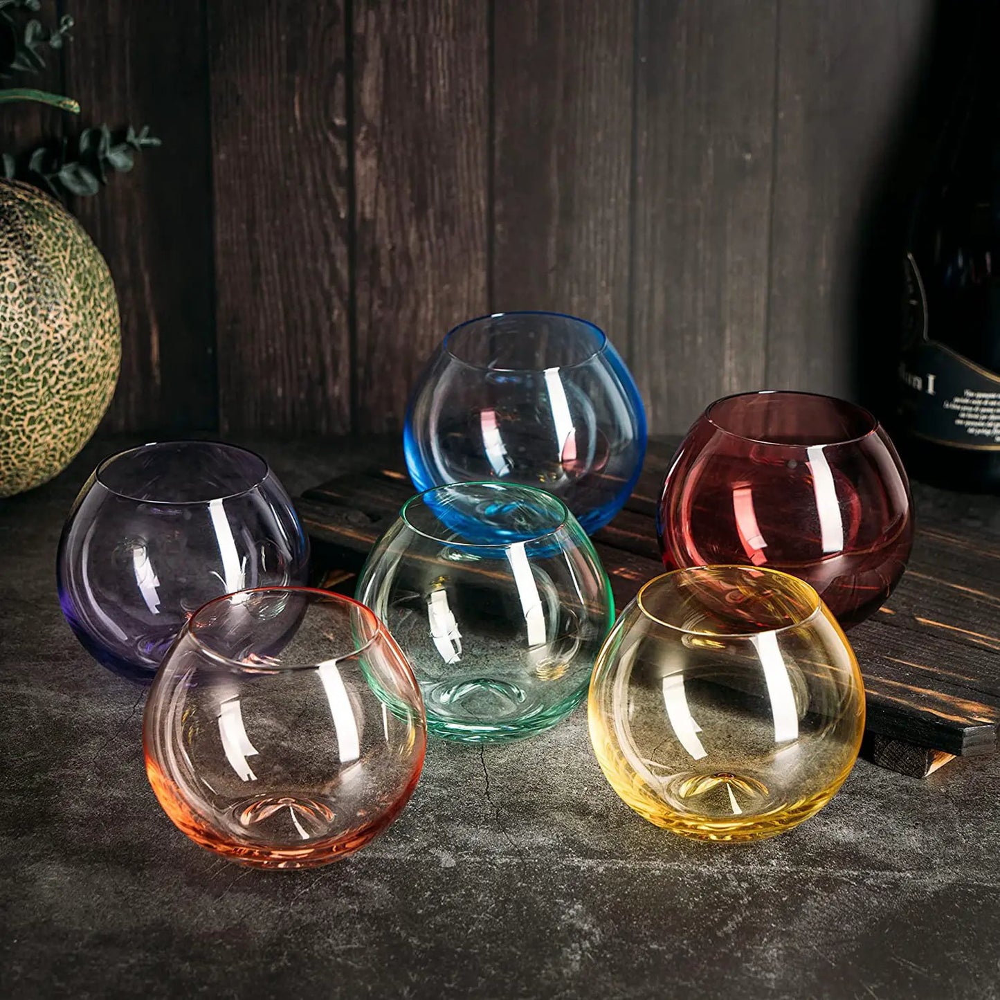 Vibes Colored Wine Glass Set, Large 12oz (Stemless Bubble) from PriceLows™