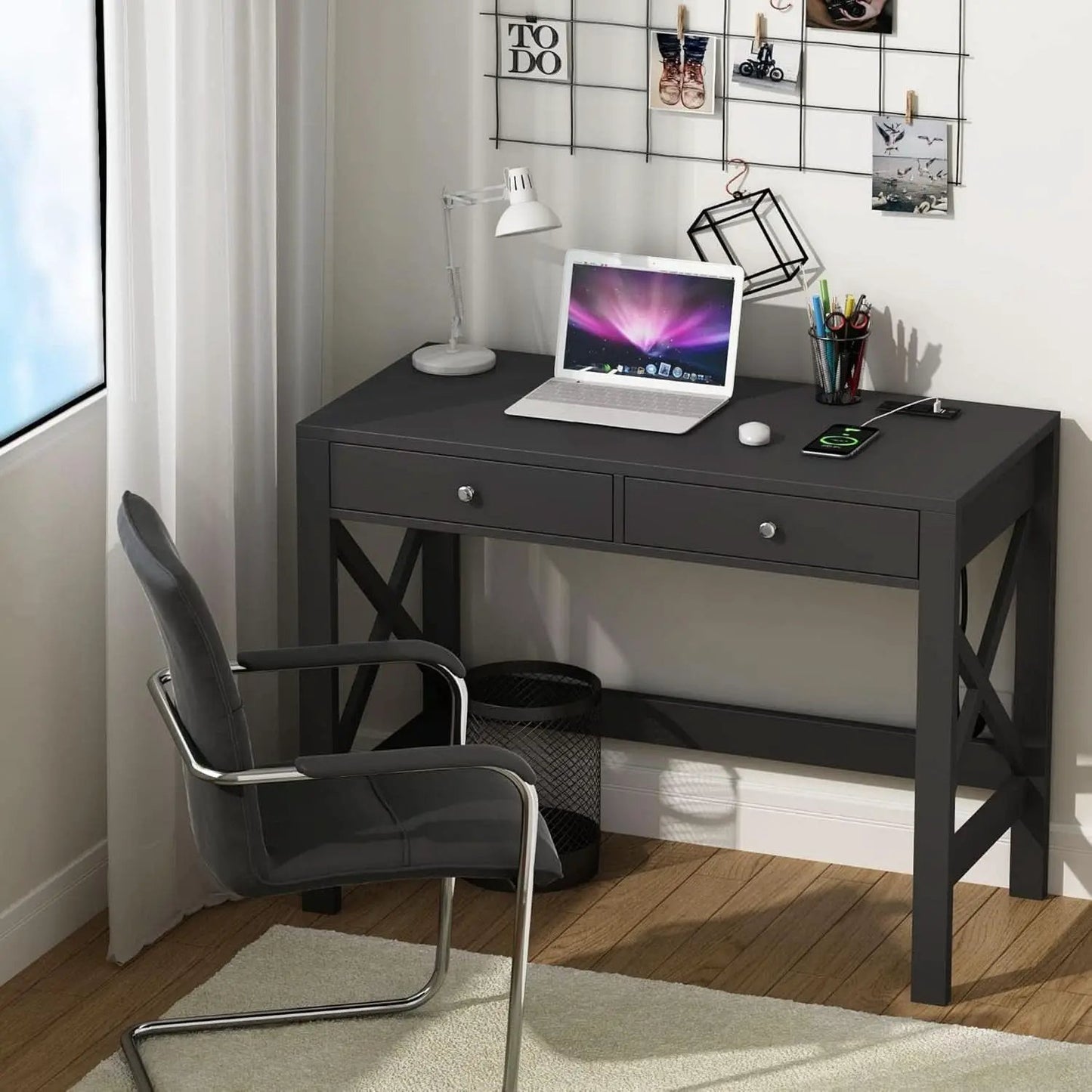 39 Inch Computer Desk With USB Ports For Home Office from PriceLows™