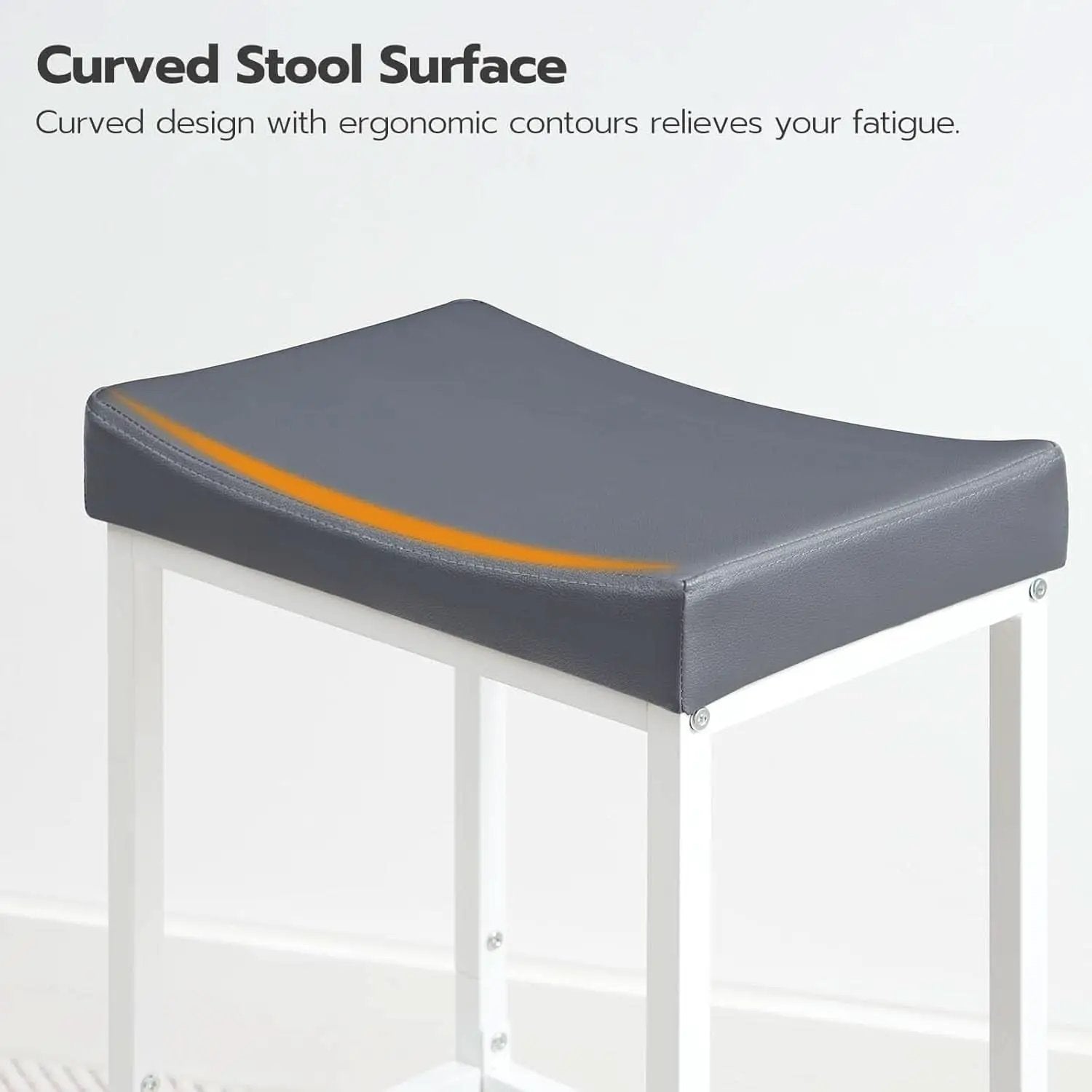 Saddle Bar Stools Set of 2, 24.8 Inches, White and Gray from PriceLows™