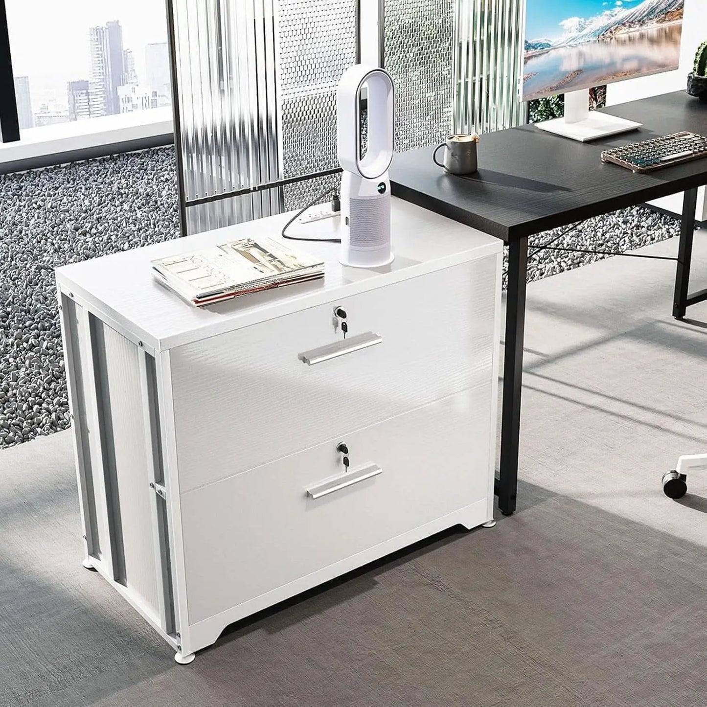 Lockable File Cabinet With Charging Station For Home Office from PriceLows™
