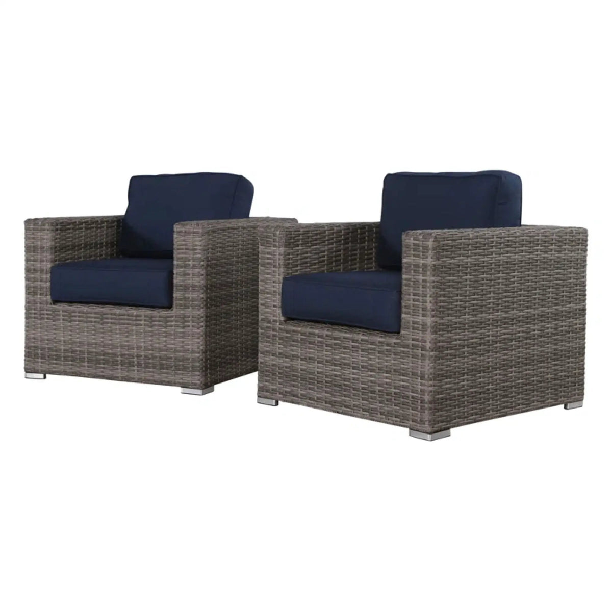 Patio Armchair With Cushions | Four Olefin Cushions | Industrial Accents | Weather-Resistant Build