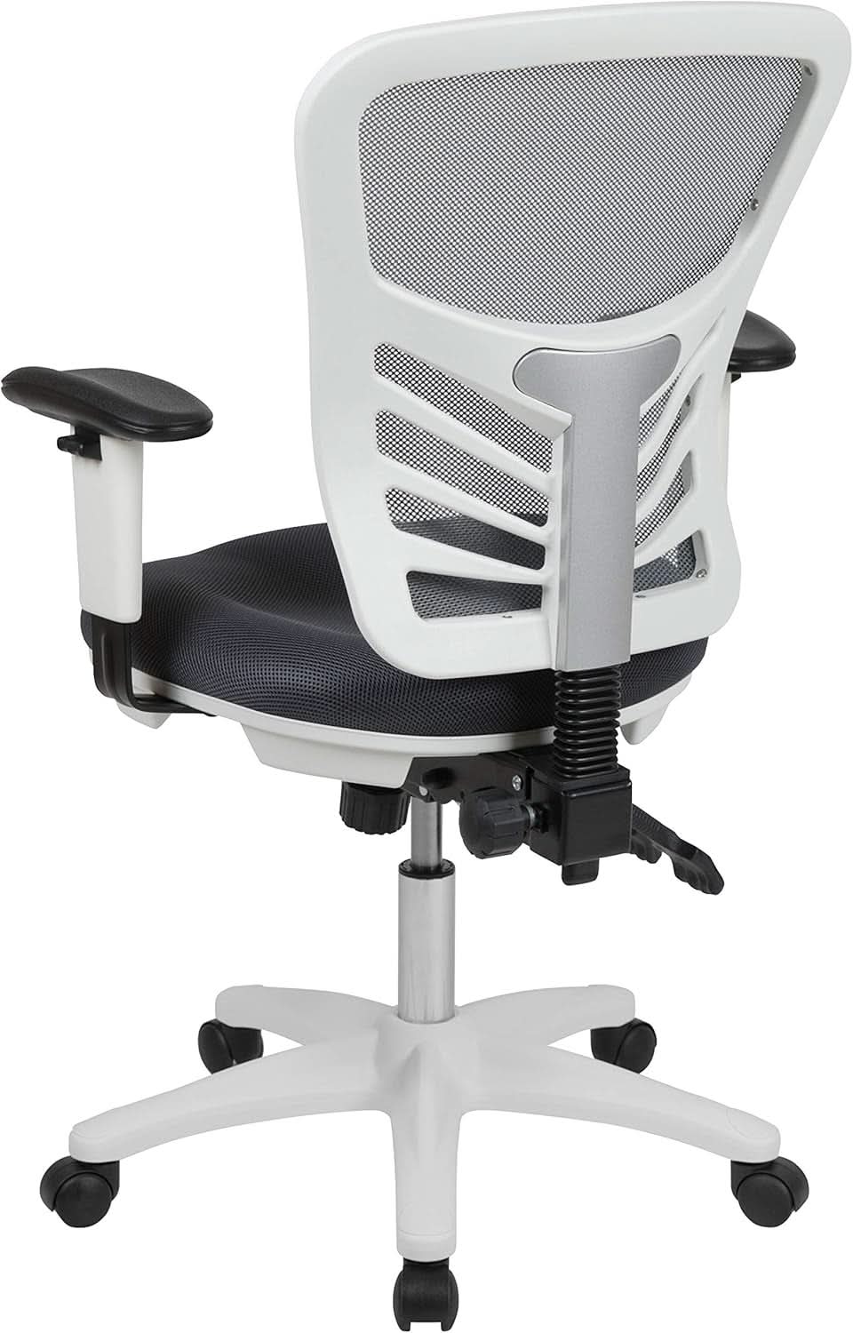 Nicholas Gray And White Mesh Mid Back Swivel Office Chair With Adjustable Lumbar from PriceLows™