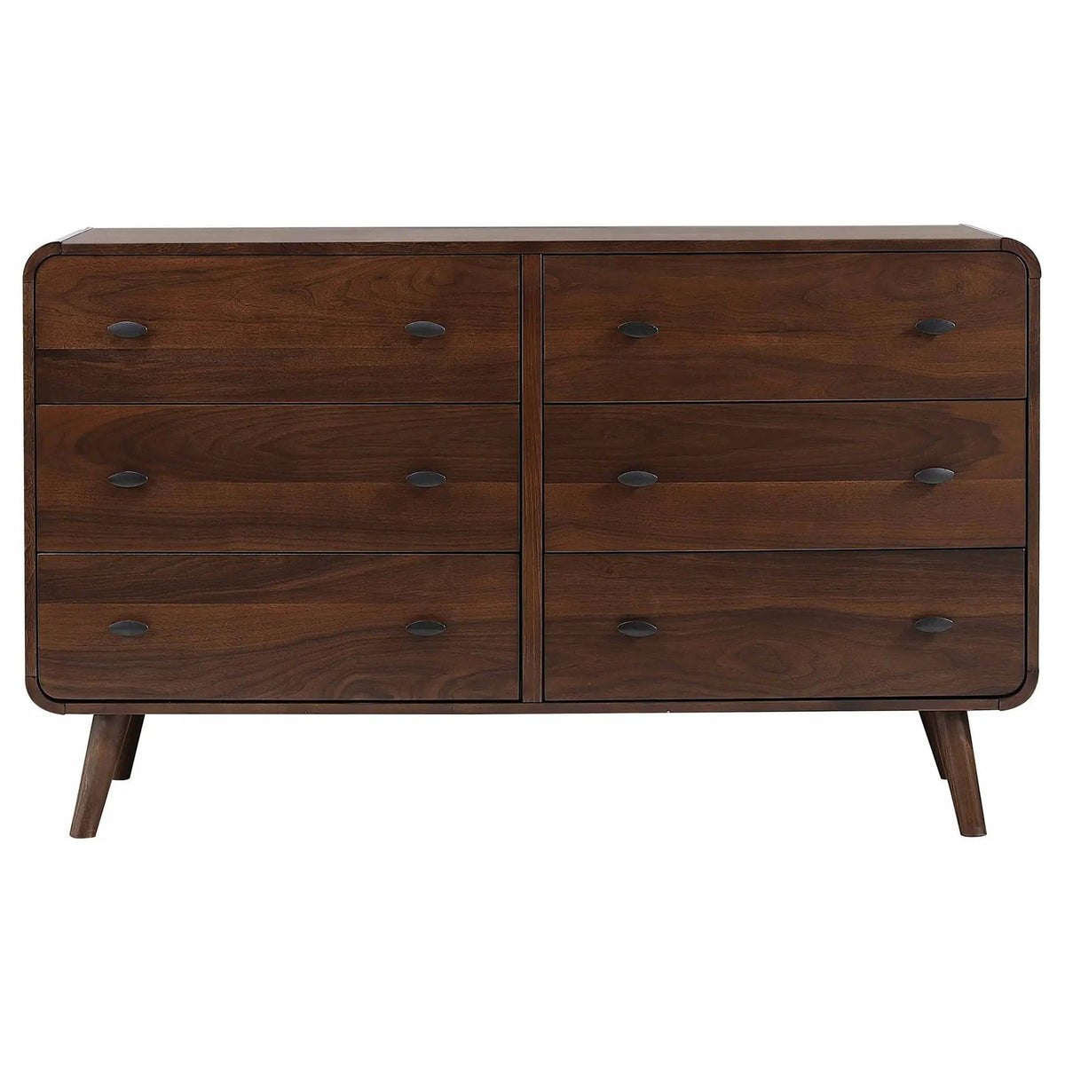 Robyn 6-drawer Bedroom Dresser Dark | 61 x 17 x 36.5 in | Engineered Wood & Walnut | Walnut