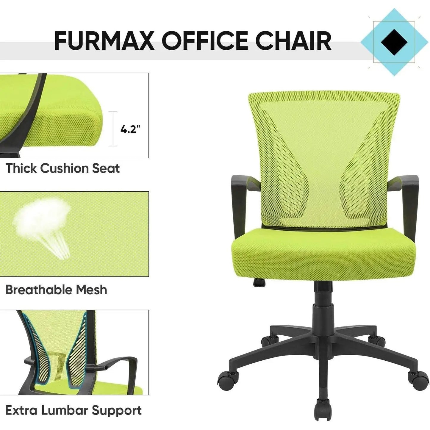 Cyan Ergonomic Office Chair Armrests And Lumbar Support from PriceLows™
