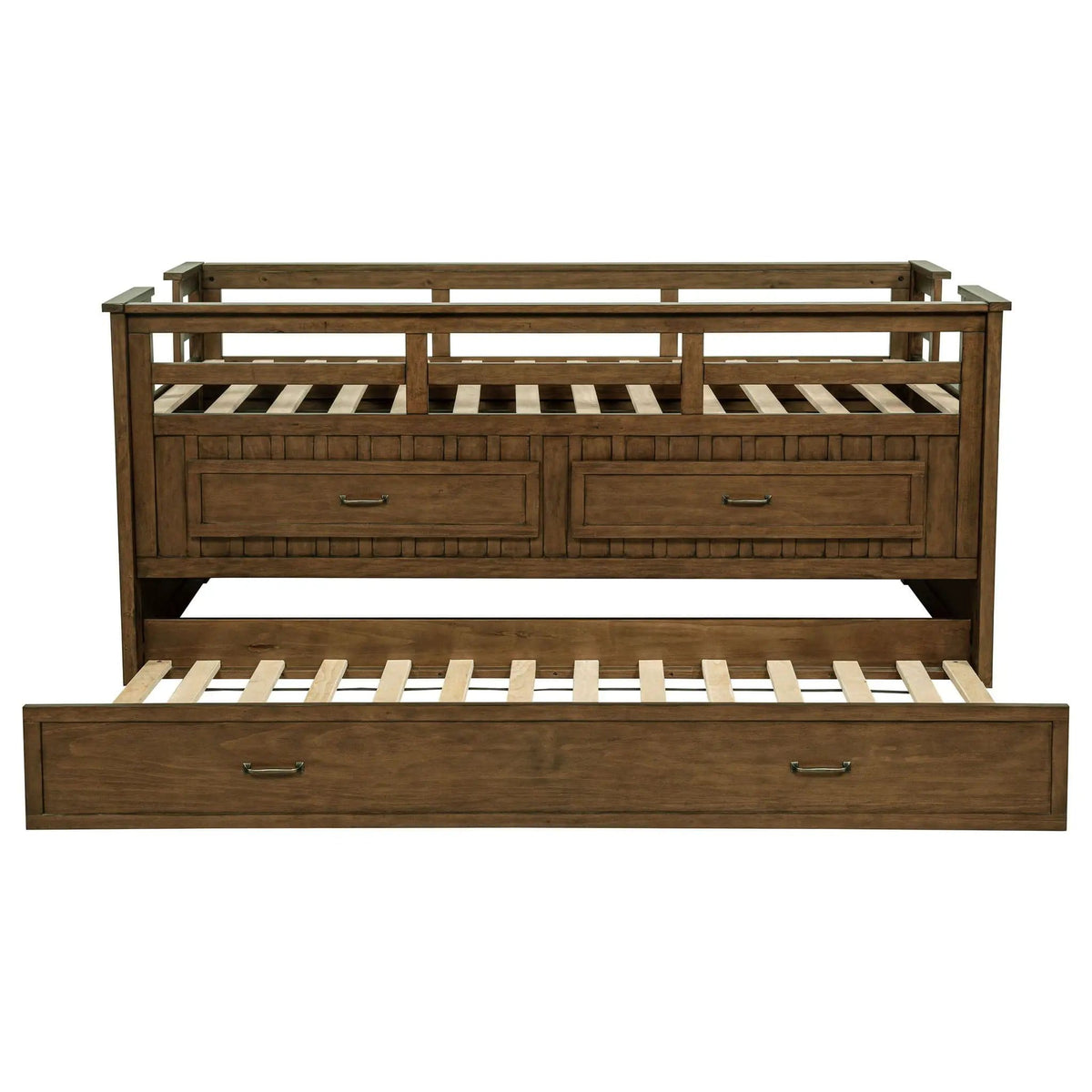 Carlsbad Wood Twin Captains Bed With Trundle Medium | 83.5 x 44.75 x 36.25 in | Pine Wood & Mdf | Brown