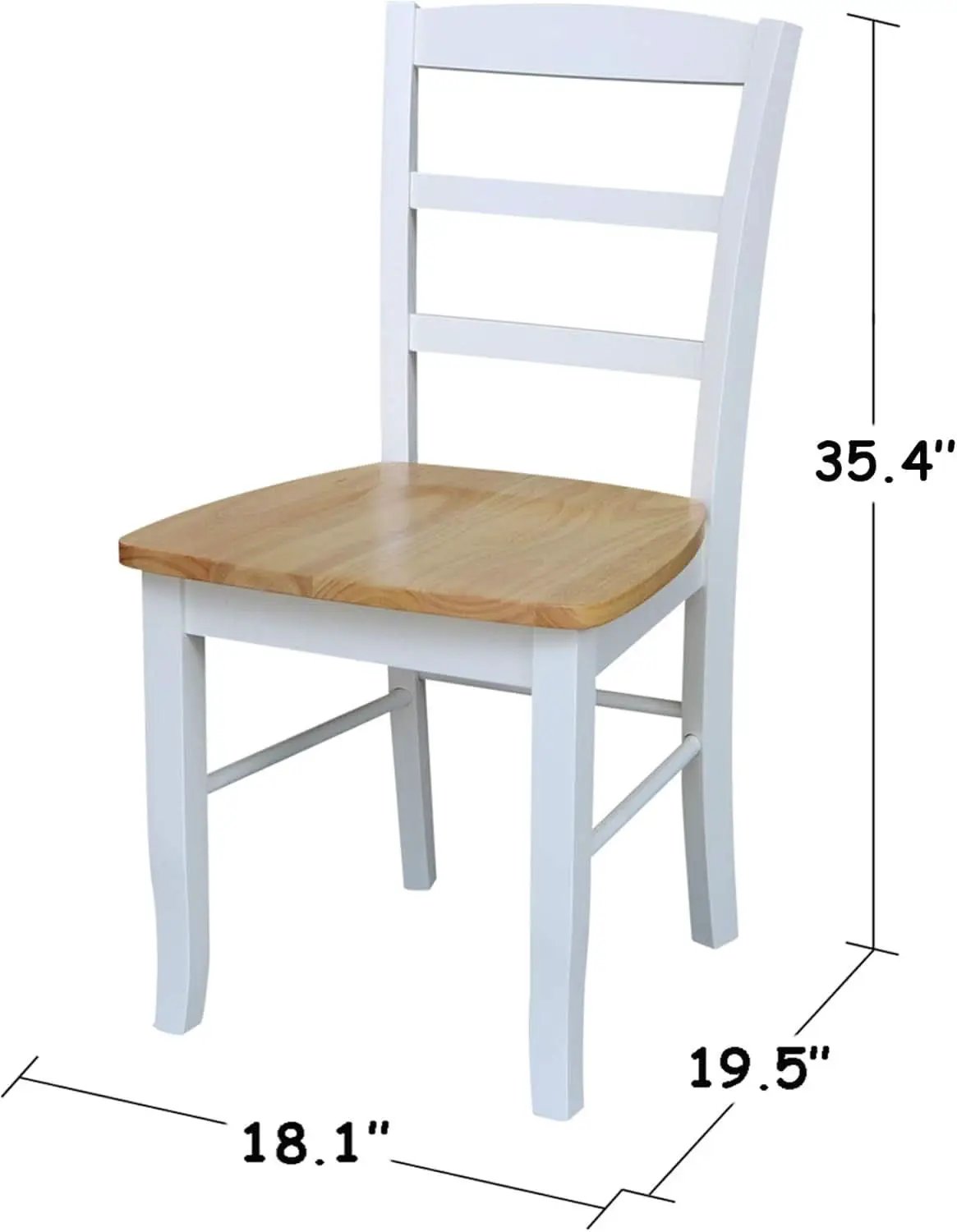 Madrid Ladderback Dining Chairs Parawood Construction White Natural from PriceLows™