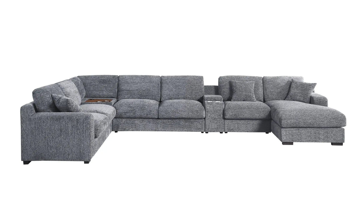 Celine Fabric Corner Sectional Sofa With Right-Facing Chaise, Cupholders, And | 3 Pieces | Fabric | Living Room