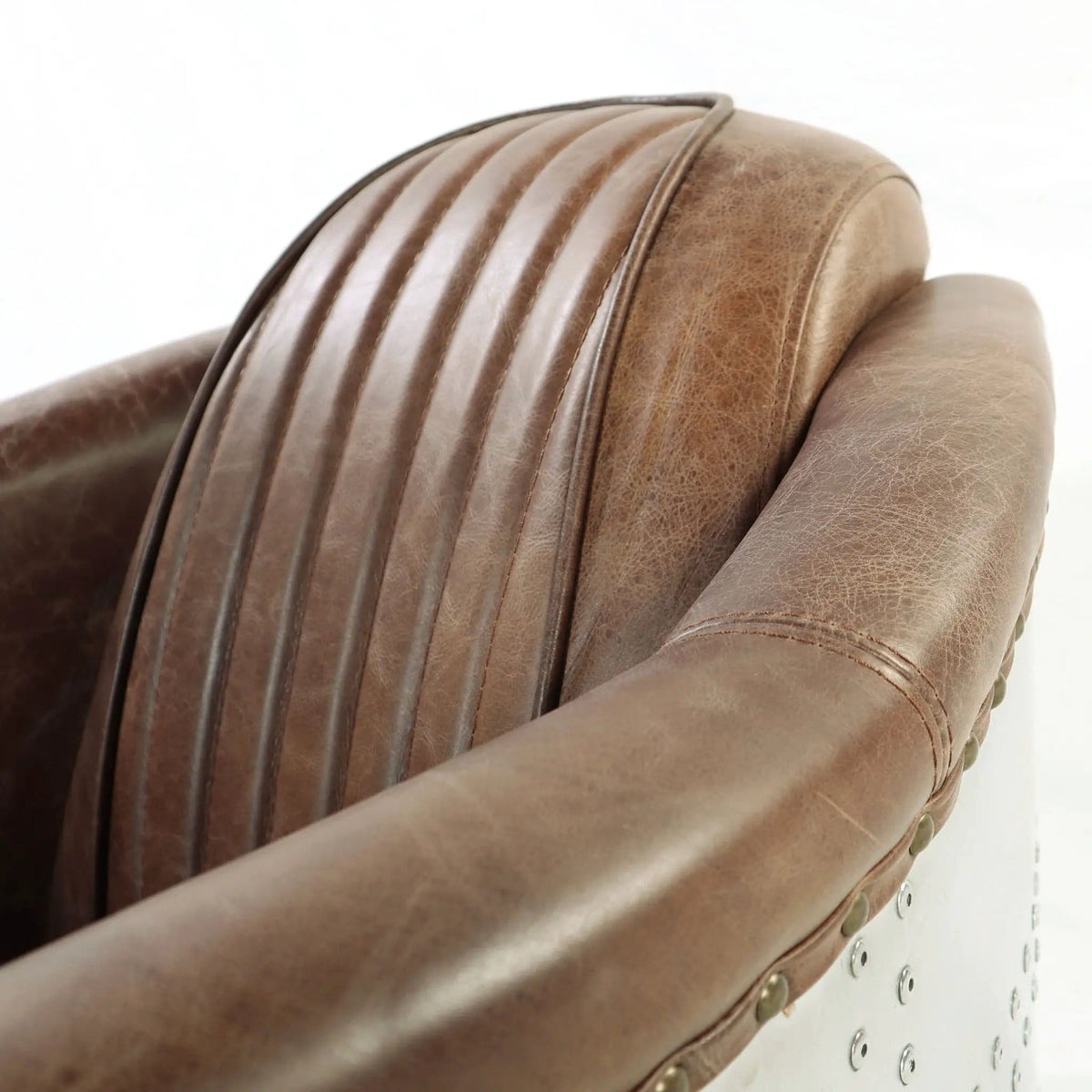 Brancaster Grain Leather Chair | 37 x 29 x 31 in | Leather & Aluminum | Brown