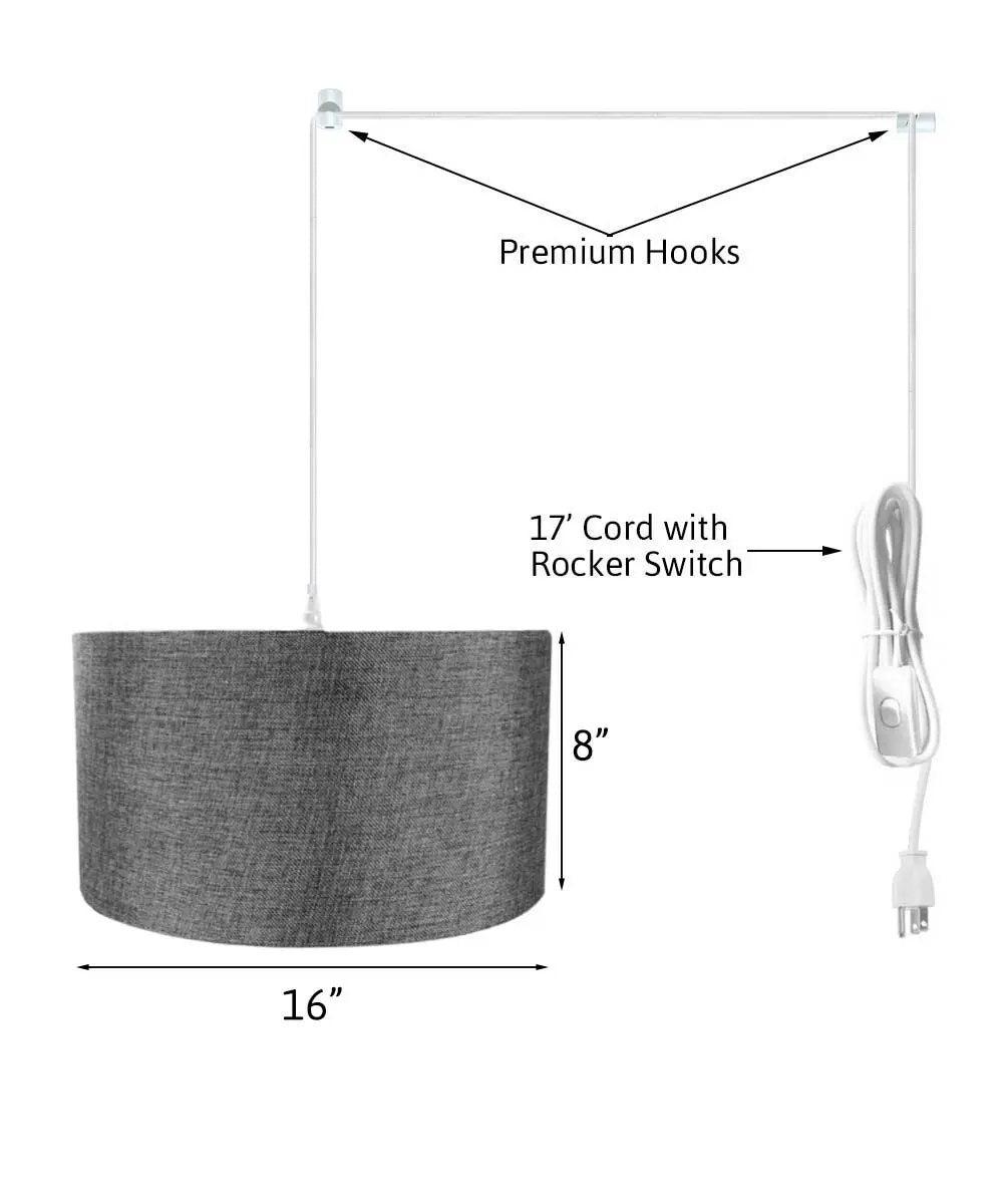 Swag Pendant Ceiling Light | Plug In Cord | Granite Grey Shade