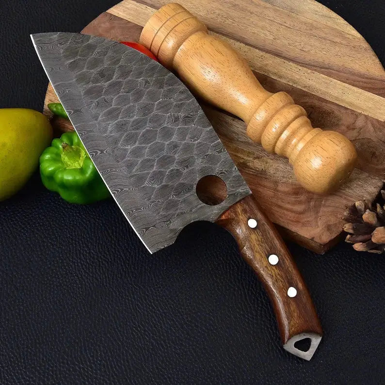Custom Handmade Damascus Steel Cleaver Heavy Duty Chopper Chef Kitchen Knife Damascus Steel Cleaver from PriceLows™