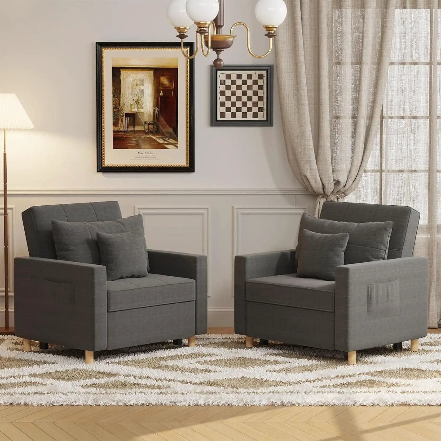 36 Inch Convertible Sleeper Chair GreyTexturedFabric from PriceLows™