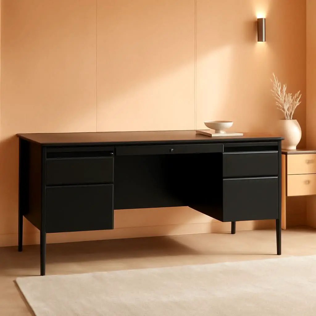 Fortress Series Walnut Top Teacher's Desk With Storage from PriceLows™