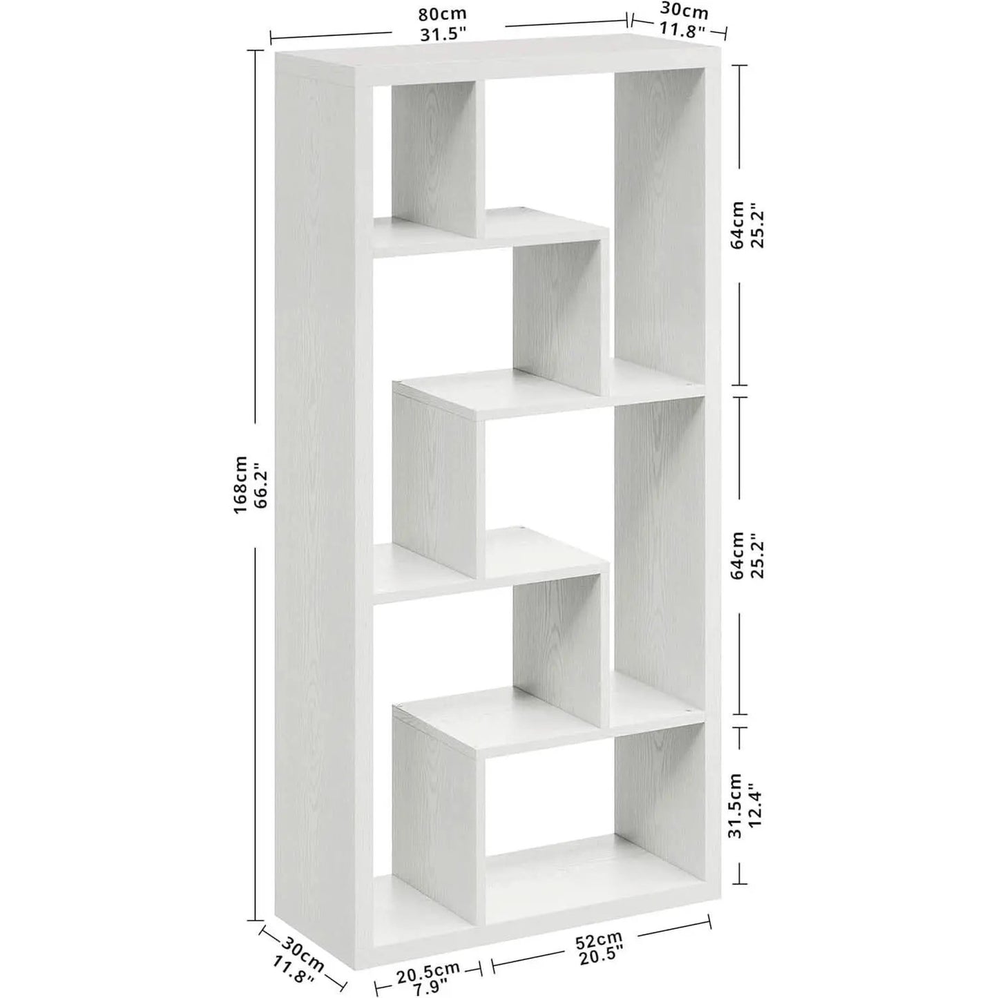 Geometric 6 Shelf Industrial Bookcase White Tall Storage from PriceLows™