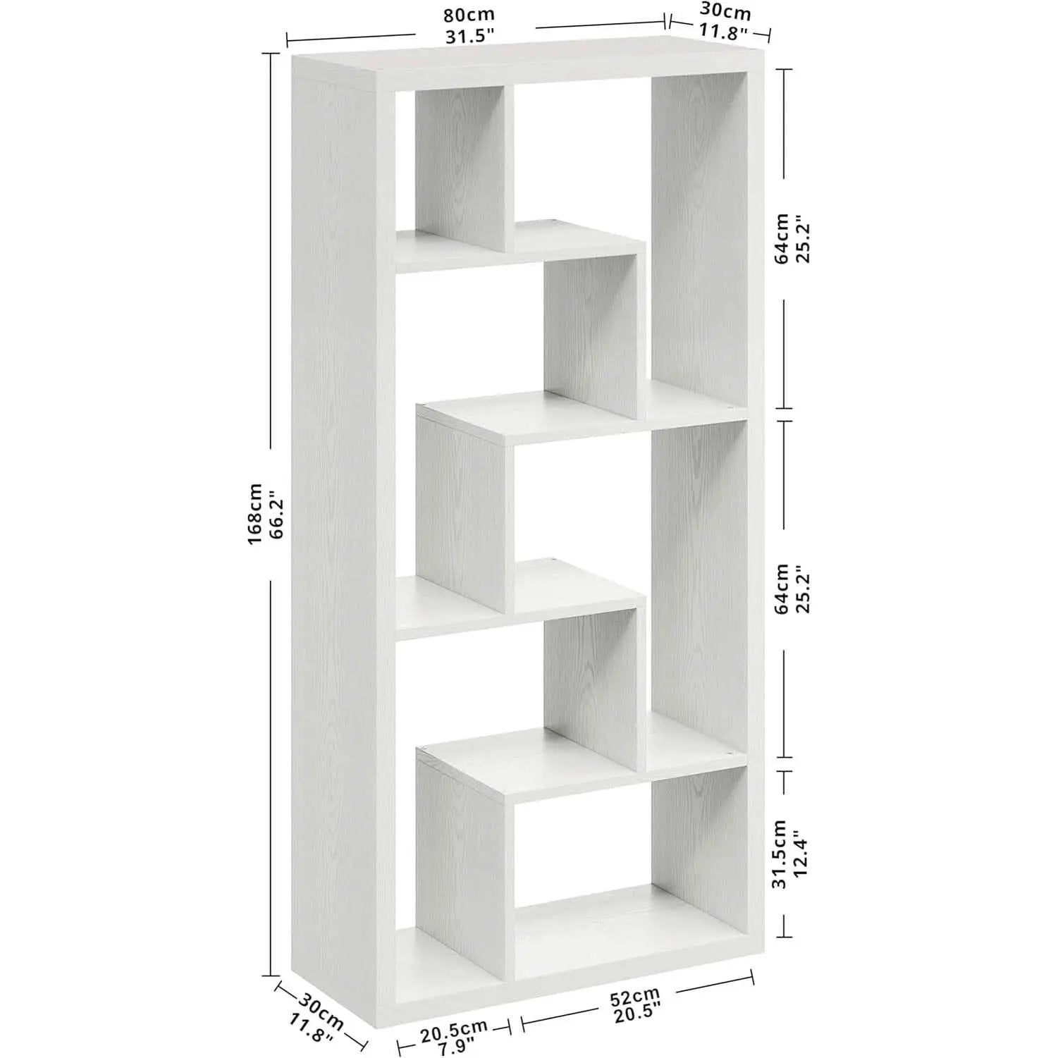 Geometric 6 Shelf Industrial Bookcase White Tall Storage from PriceLows™