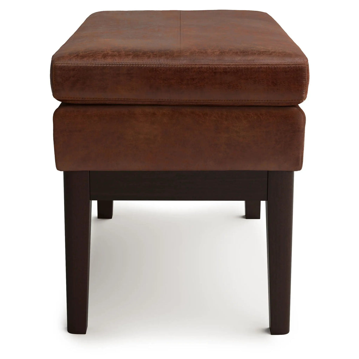 Carlson Ottoman Bench | Mid-Century Design | Top Stitching Detail | Webbed Seat Support