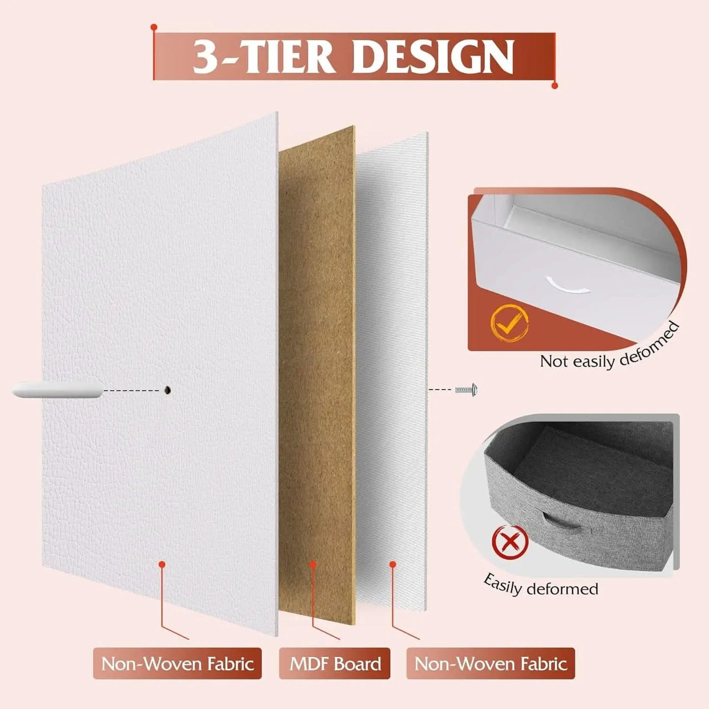 Fabric Dresser With 10 Drawers In White For Bedroom Storage from PriceLows™