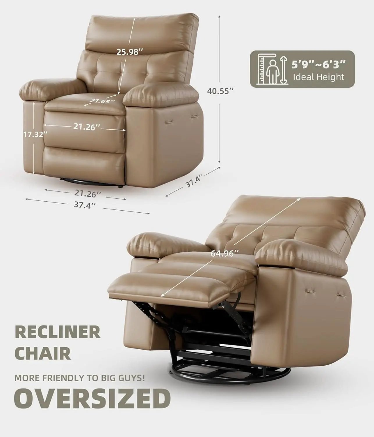 Power Swivel Massage Recliner With Heat And Vibration from PriceLows™