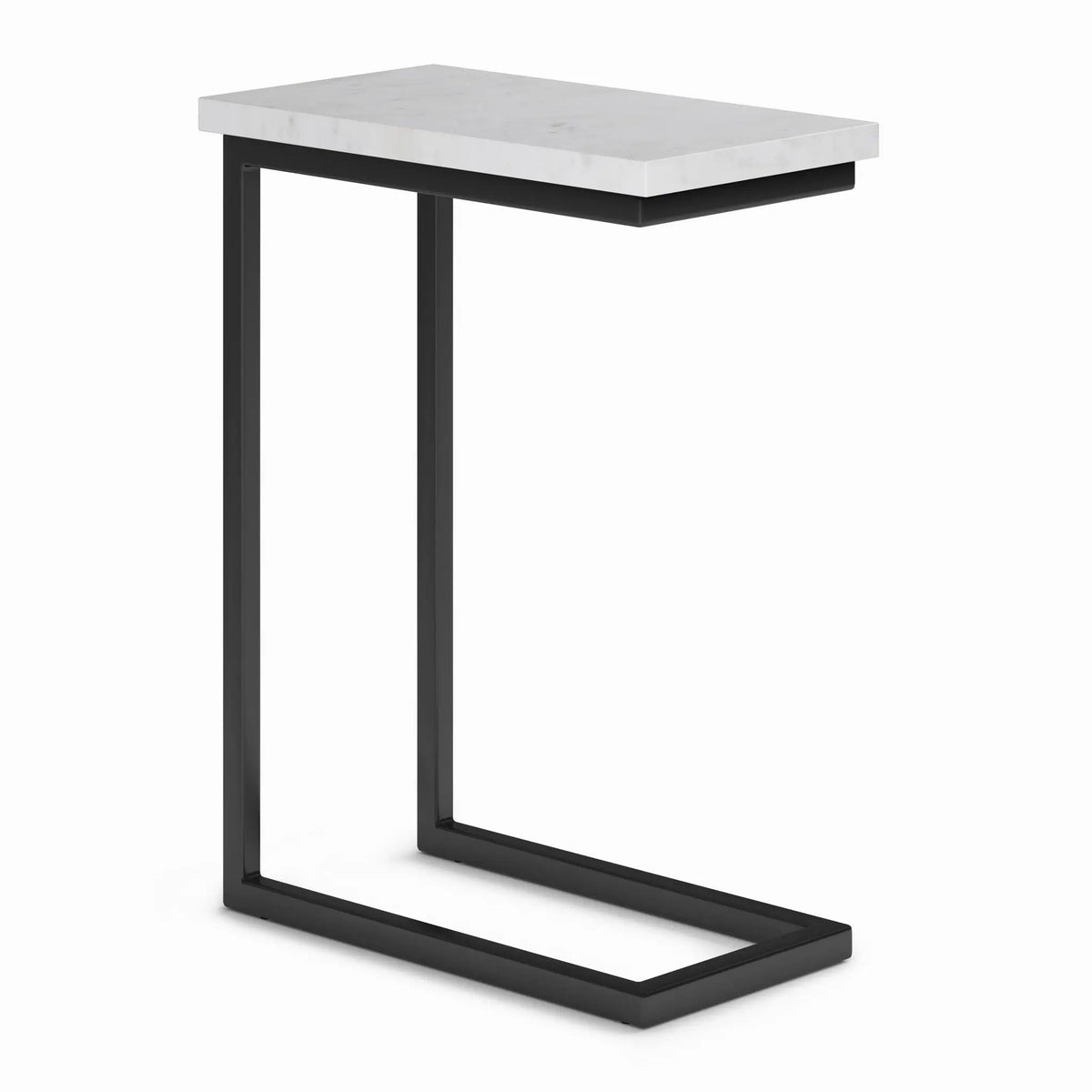 Skyler C-Shaped Side Table | Handcrafted | Powder-Coated Metal Base | Slide-Under Design