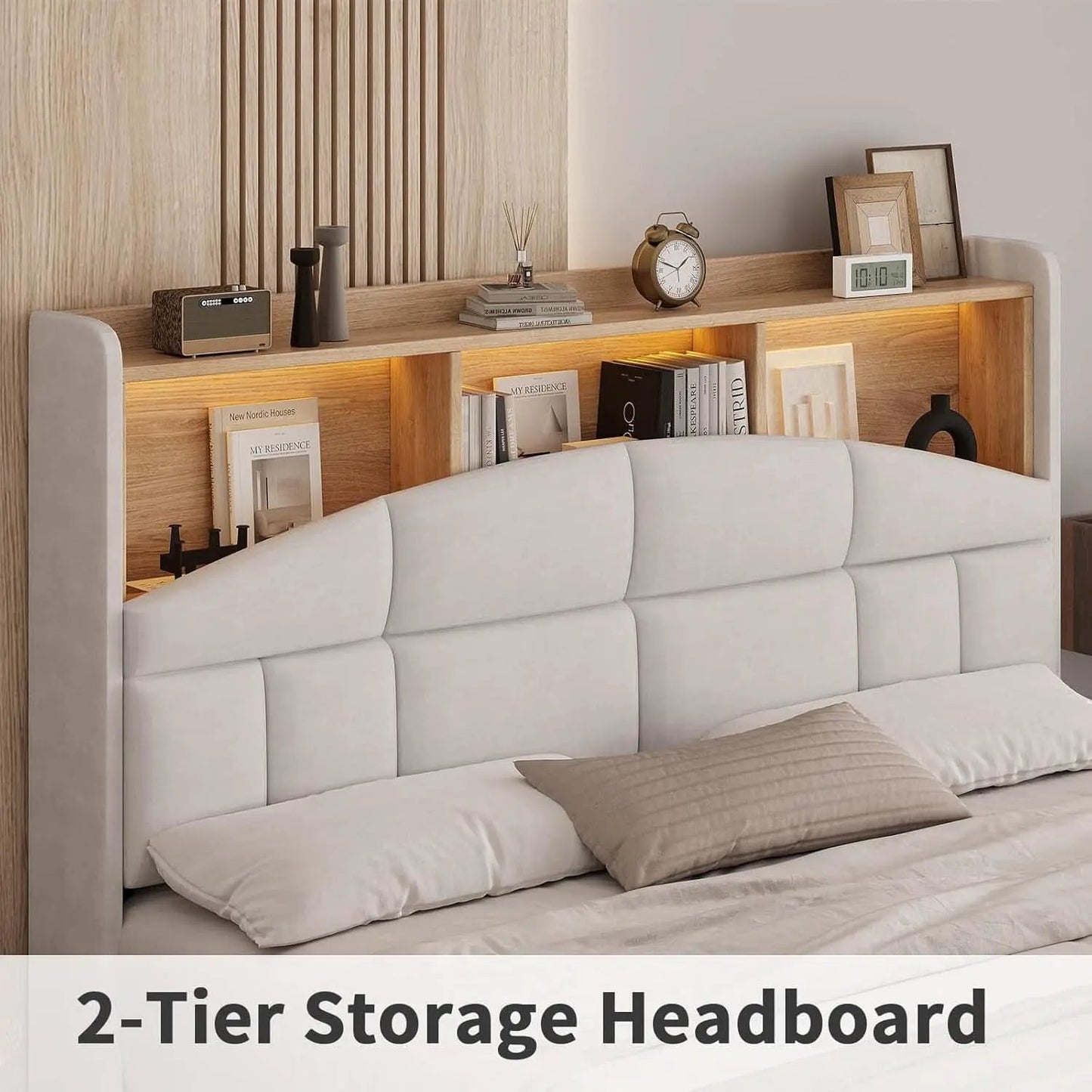 Queen Size Velvet Upholstered Bed Frame With Storage from PriceLows™