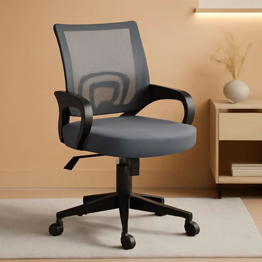 Dark Grey Ergonomic Mesh Office Chair With Lumbar Support Mid Back from PriceLows™