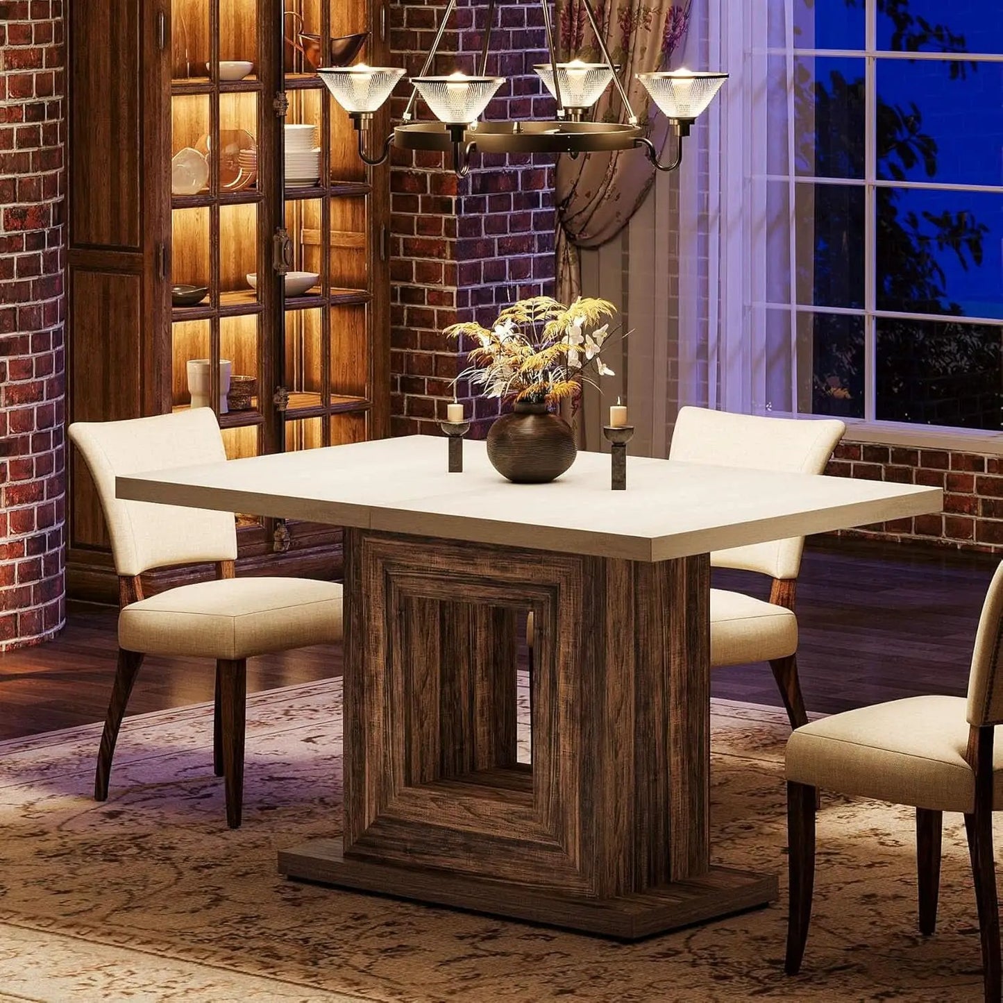 47 Inch Pedestal Dining Table For Small Kitchen Use from PriceLows™
