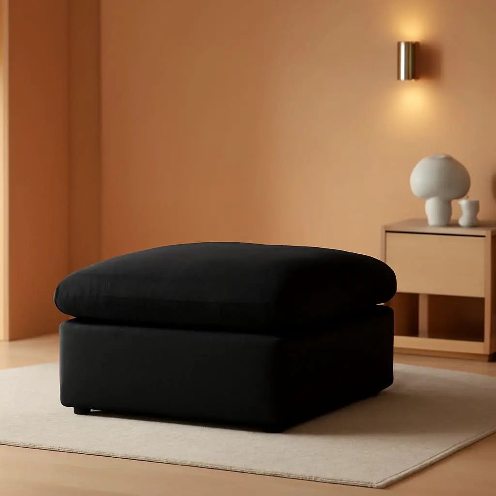 Black Storage Ottoman With Removable Cushion Covers from PriceLows™