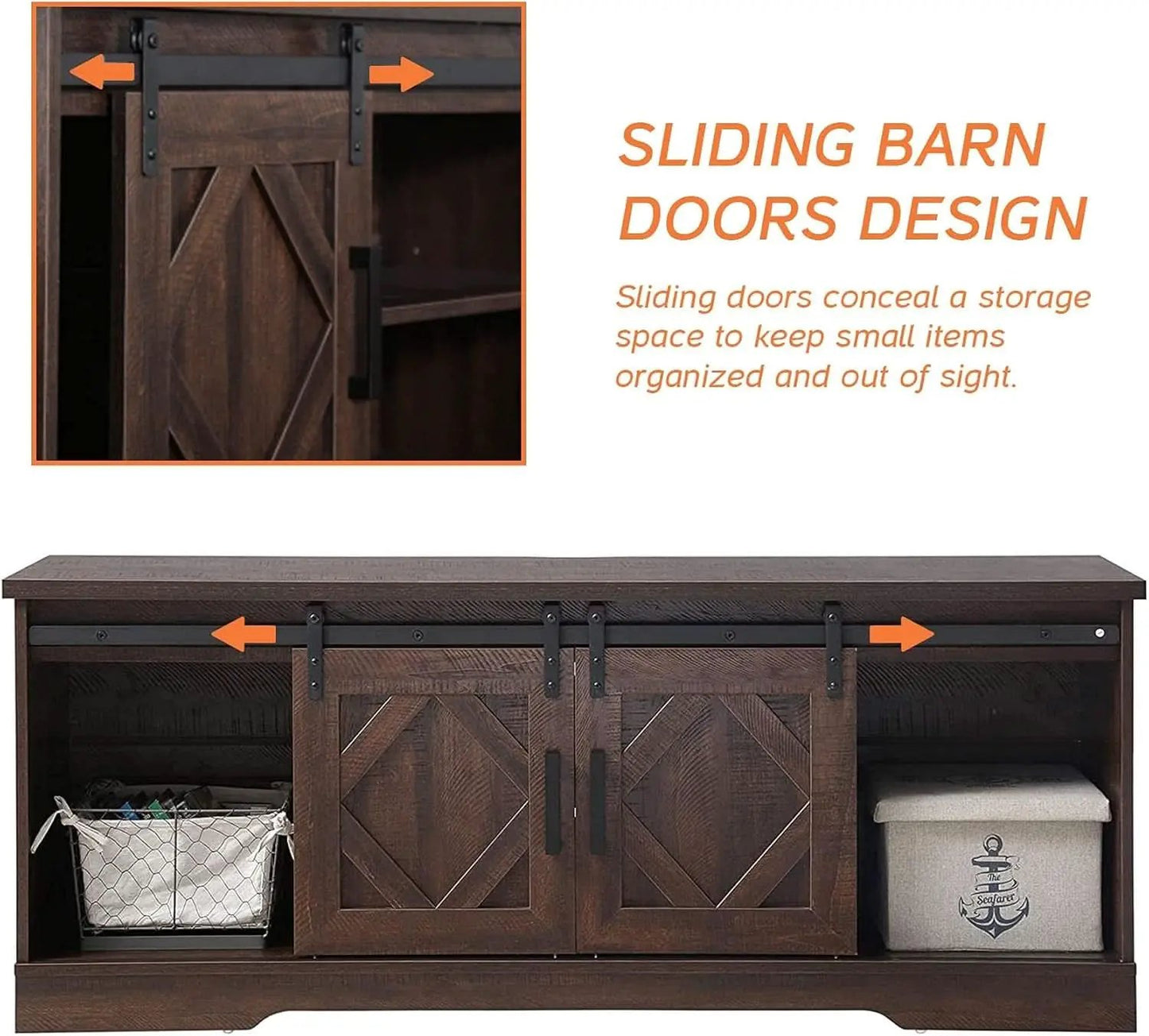 Rustic Sliding Barn Door TV Stand For 65 Inch TVs Console from PriceLows™