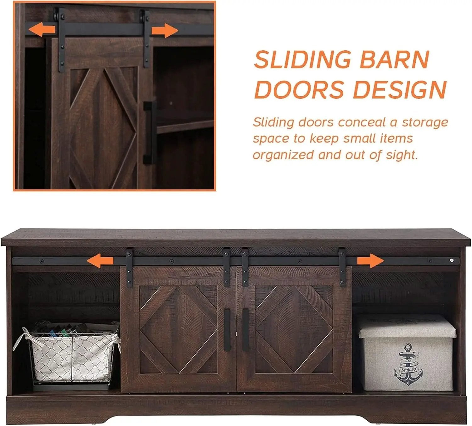 Rustic Sliding Barn Door TV Stand For 65 Inch TVs Console from PriceLows™