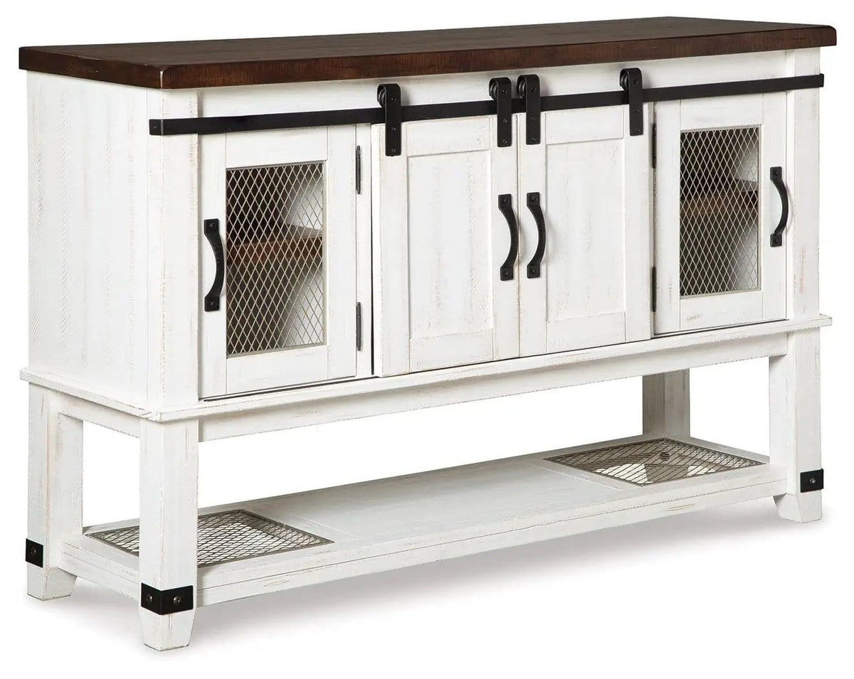Valebeck Dining Room Server | 60 x 18 x 38 in | Engineered Wood | White / Brown