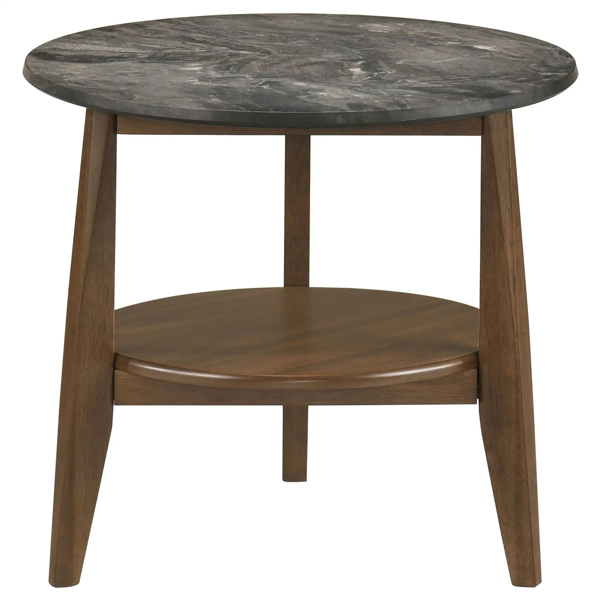 Bradley Round SmartTop End Side Table Smokey Grey and | 23.5 x 23.5 x 21.75 in | Rubberwood & Engineered Wood | Dark Brown