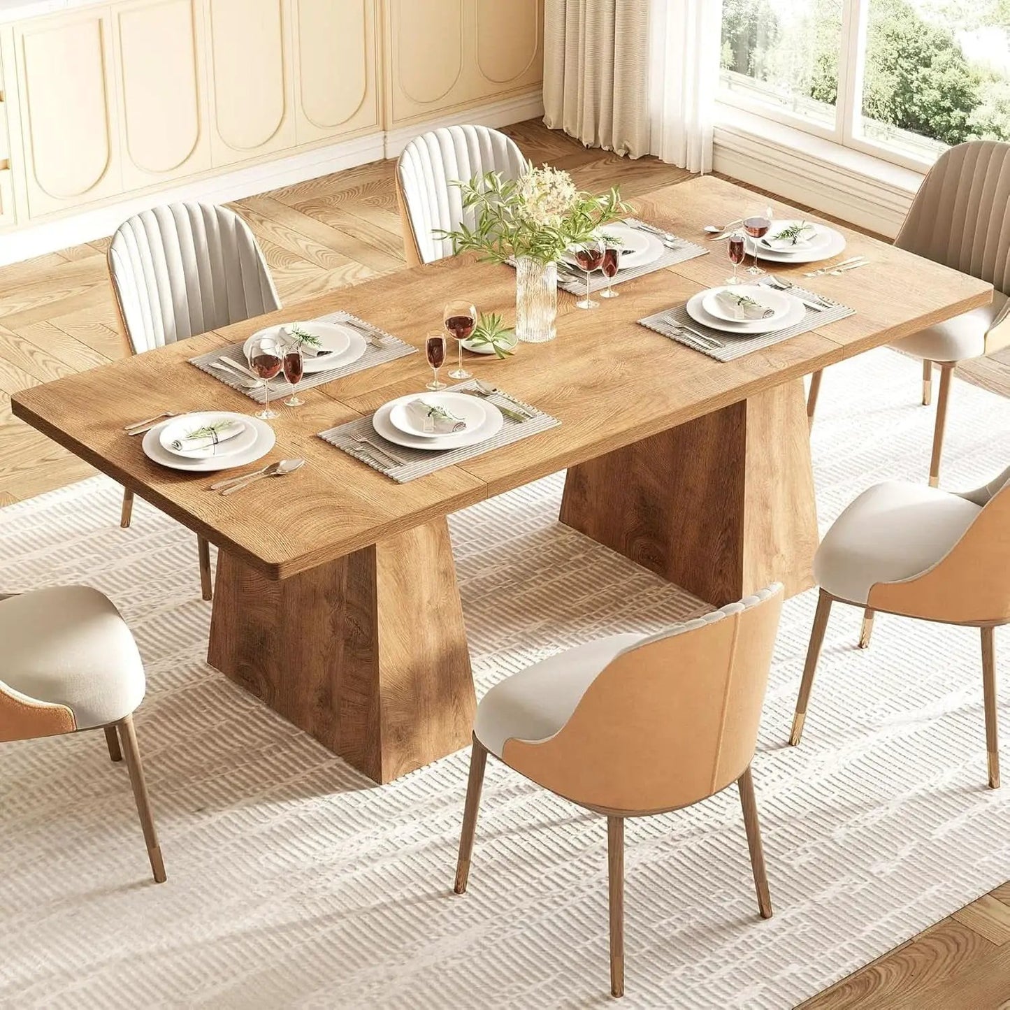 Oak Dining Table For 6 With Scratch Resistant Coating from PriceLows™