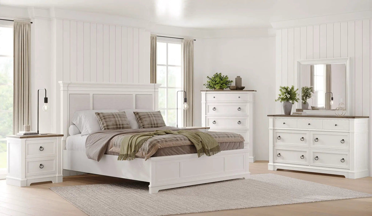Kingston Complete Panel Bed With Upholstered Headboard | 3 Pieces | Bedroom Furniture | Bedroom