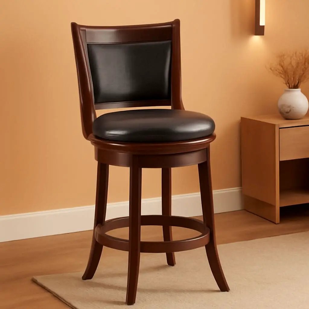 Swivel Bar Stool 29 Inch Cappuccino Faux Leather Upholstery from PriceLows™
