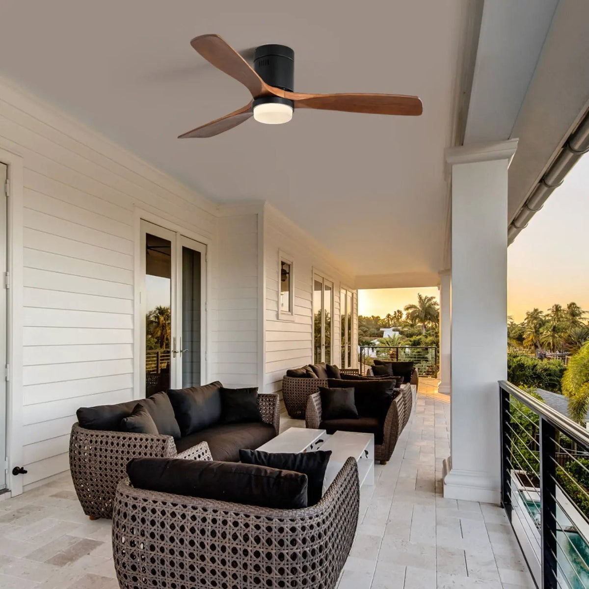 Black Indoor Ceiling Fan | 52 Inch Span | Reversible DC Motor | Integrated LED Light