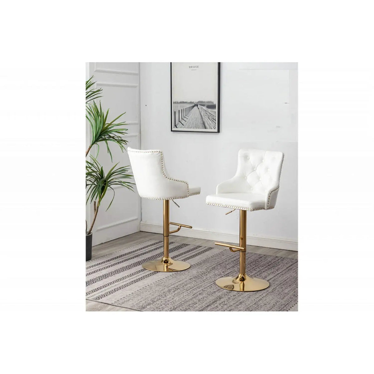 Adjustable Bar Stools | 360 Swivel | Steel Base | Set Of 2