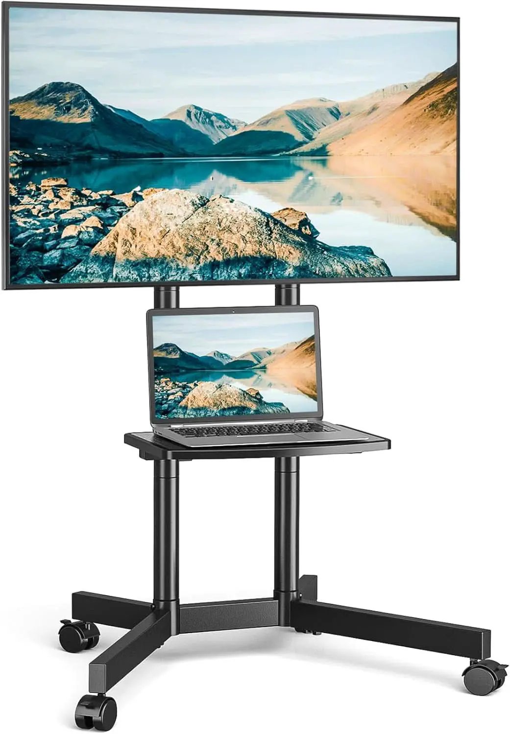 Rolling TV Stand 32-75 Inch With Height Adjustable Shelf from PriceLows™