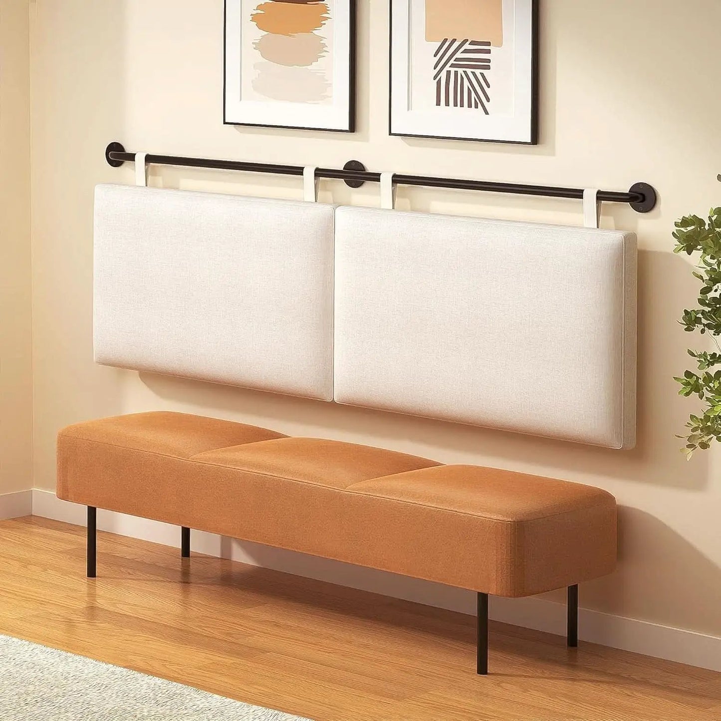 Linen Upholstered King Headboard Wall Mounted Bedroom Decor from PriceLows™