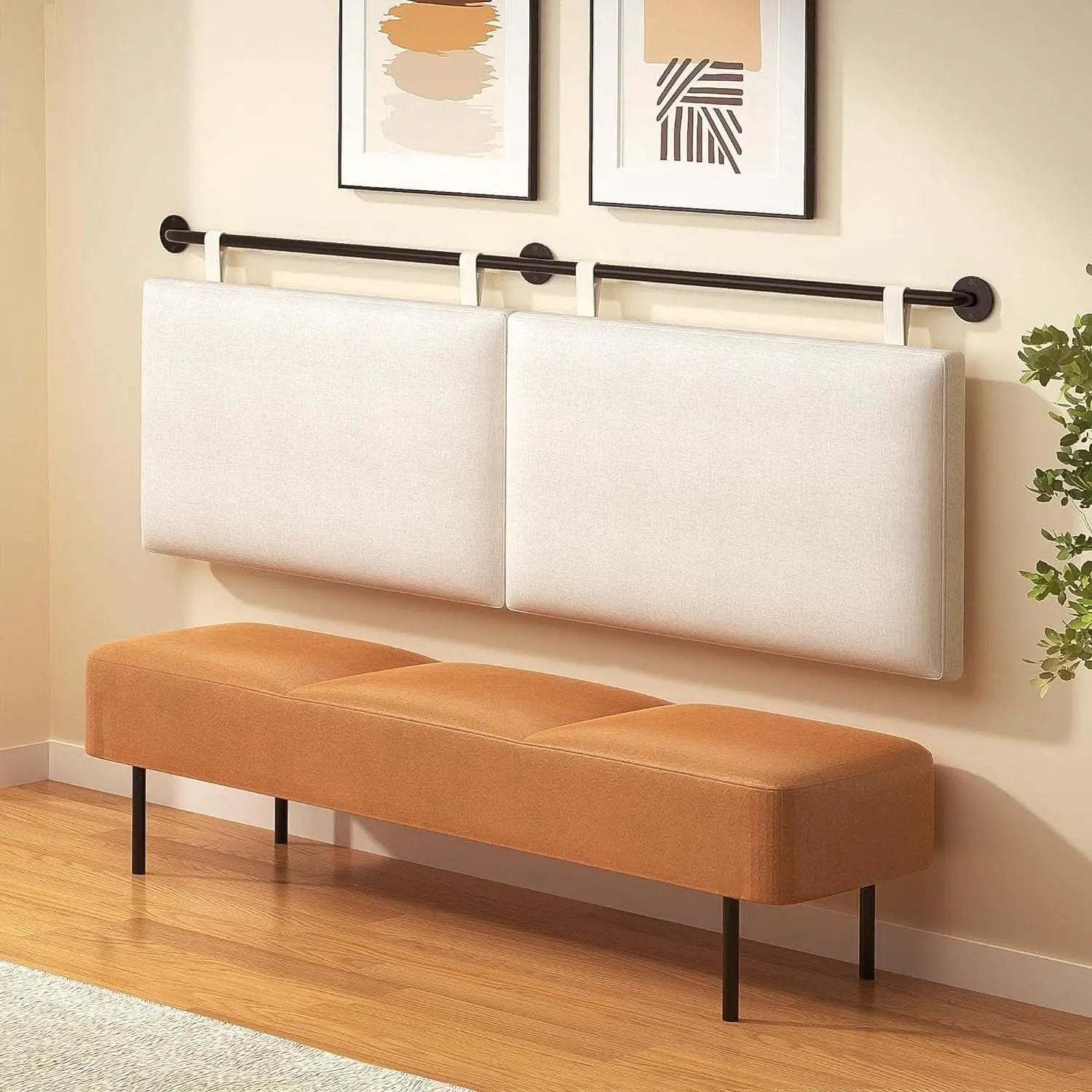 Linen Upholstered King Headboard Wall Mounted Bedroom Decor from PriceLows™