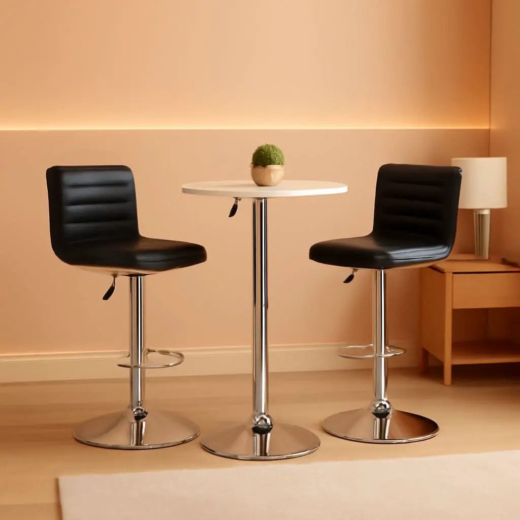 PU Leather Adjustable Bar Stools Set Of 2 Modern Style from PriceLows™