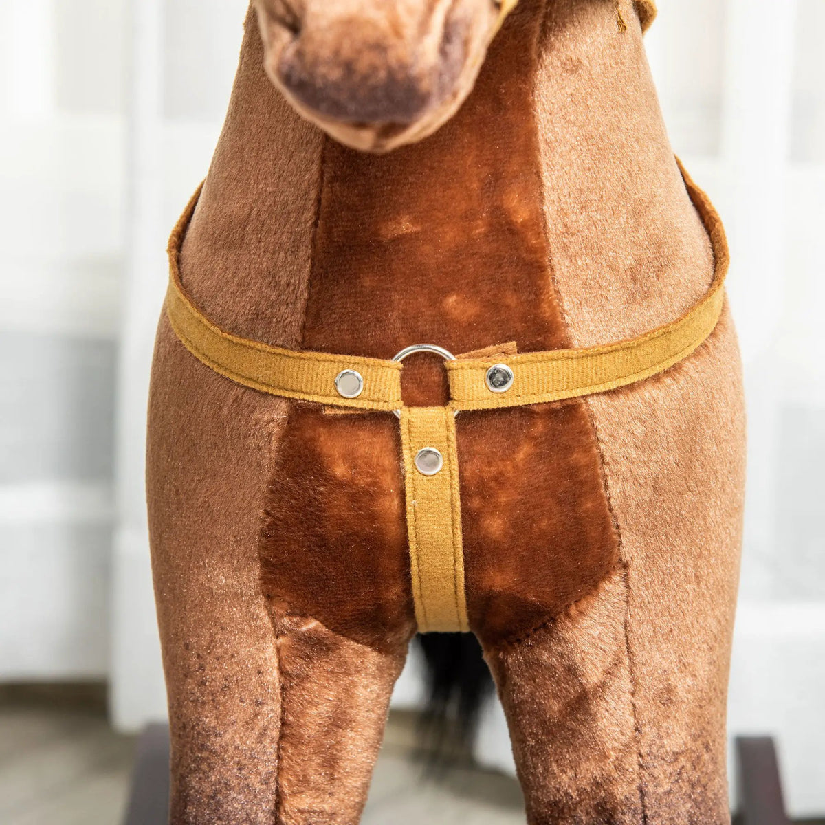 Qaba Plush Ride-On Rocking Horse | Kids Metal Frame | Realistic Sounds | Dark Brown And White