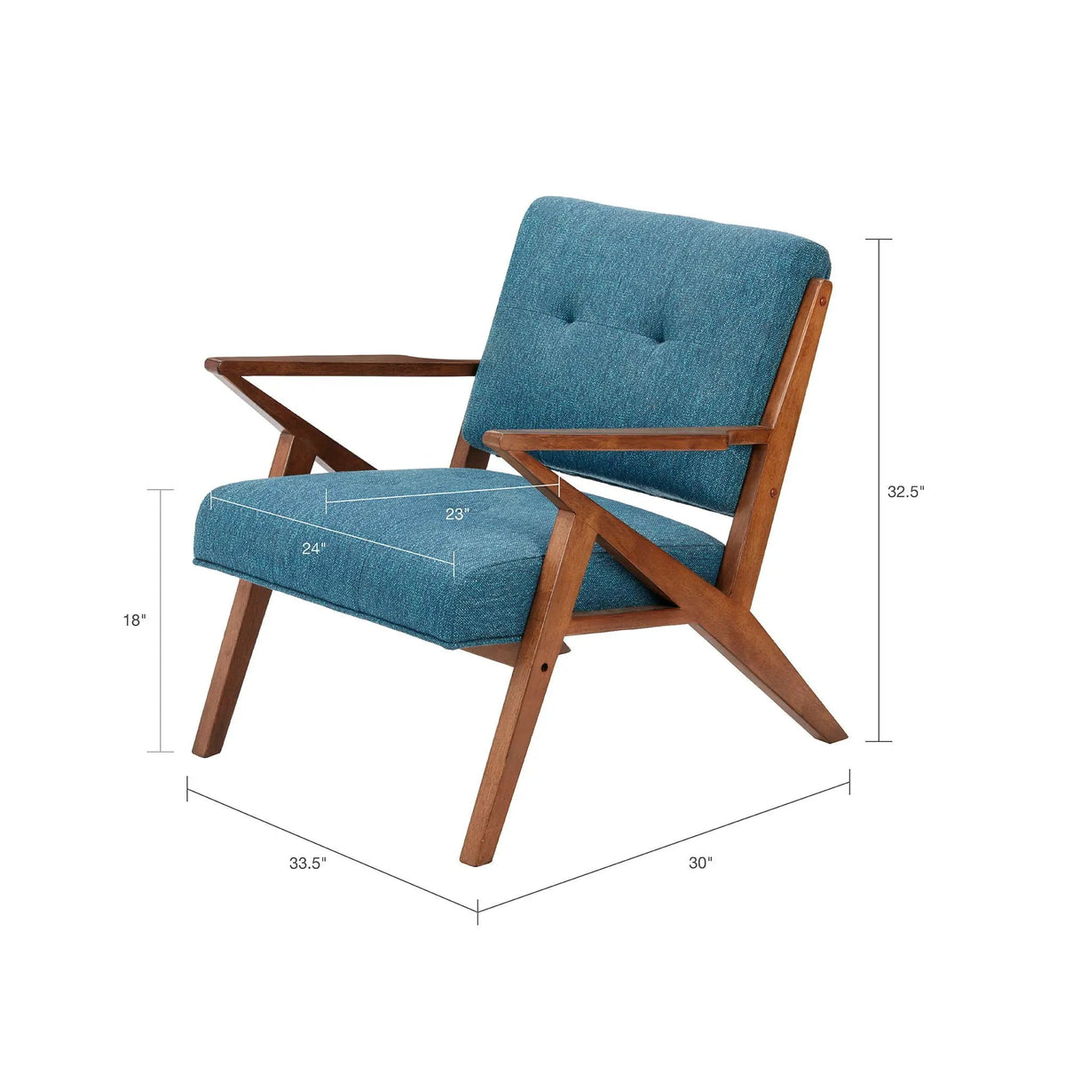 Mid-Century Lounge Chair | Tufted Upholstery | Solid Wood Frame | Tufted Back And Seat