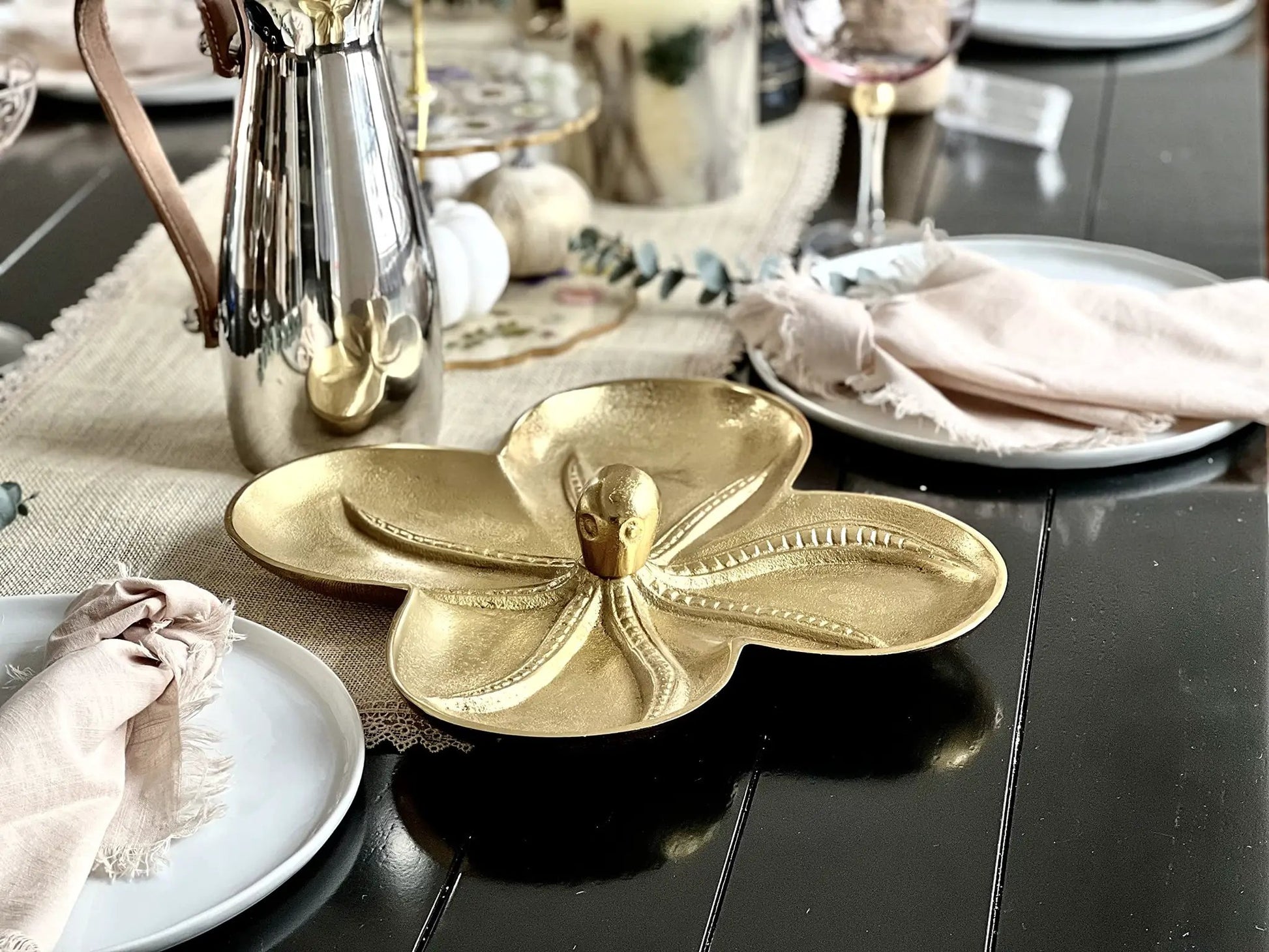 Gold Bronze Octopus Snack Bowl & Serving Tray 13.6" from PriceLows™