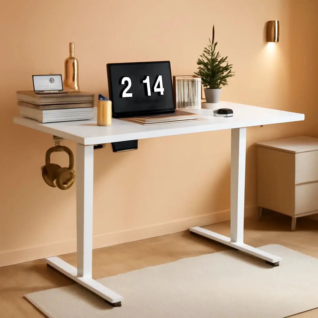 Electric Adjustable Height Standing Desk 40x24 Inches White With Memory Preset from PriceLows™