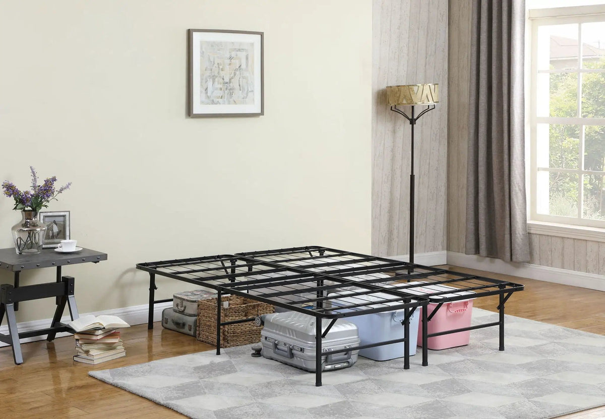 Mabel Metal Eastern King Mattress Support Platform Bed Platform Base | 74.5 x 78 x 16 in | Steel & Metal | Black