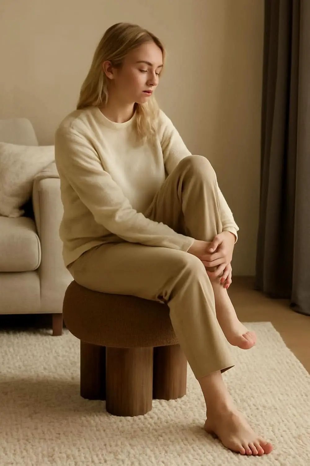 Brown Mushroom Stool Ottoman Footrest 16.54 Inches from PriceLows™