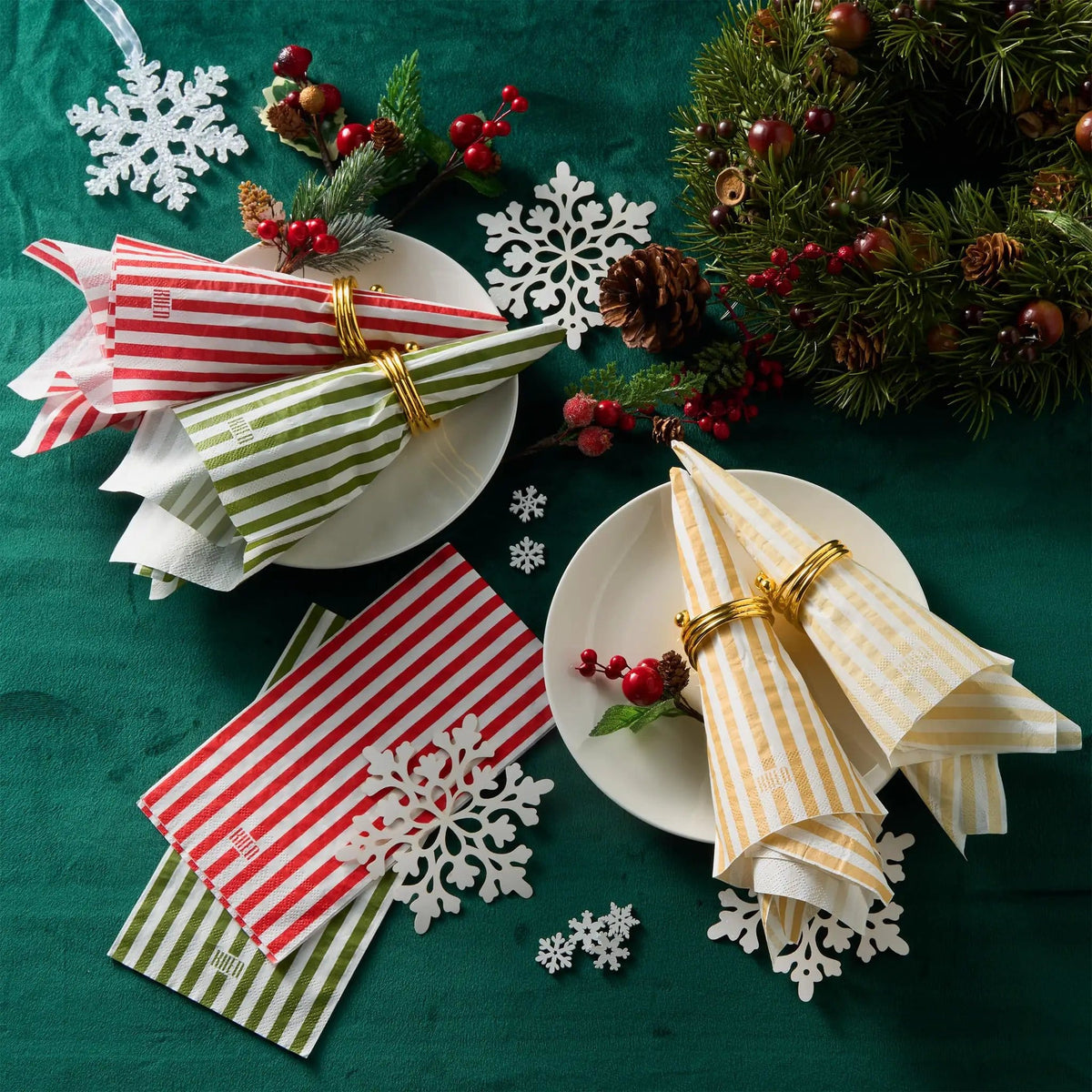 Tonal Striped Disposable Napkin Set 100 Pieces | Set of 100 | Linen | Paper Napkin