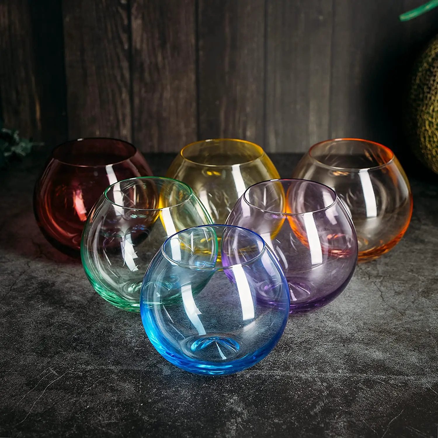 Vibes Colored Wine Glass Set, Large 12oz (Stemless Bubble) from PriceLows™