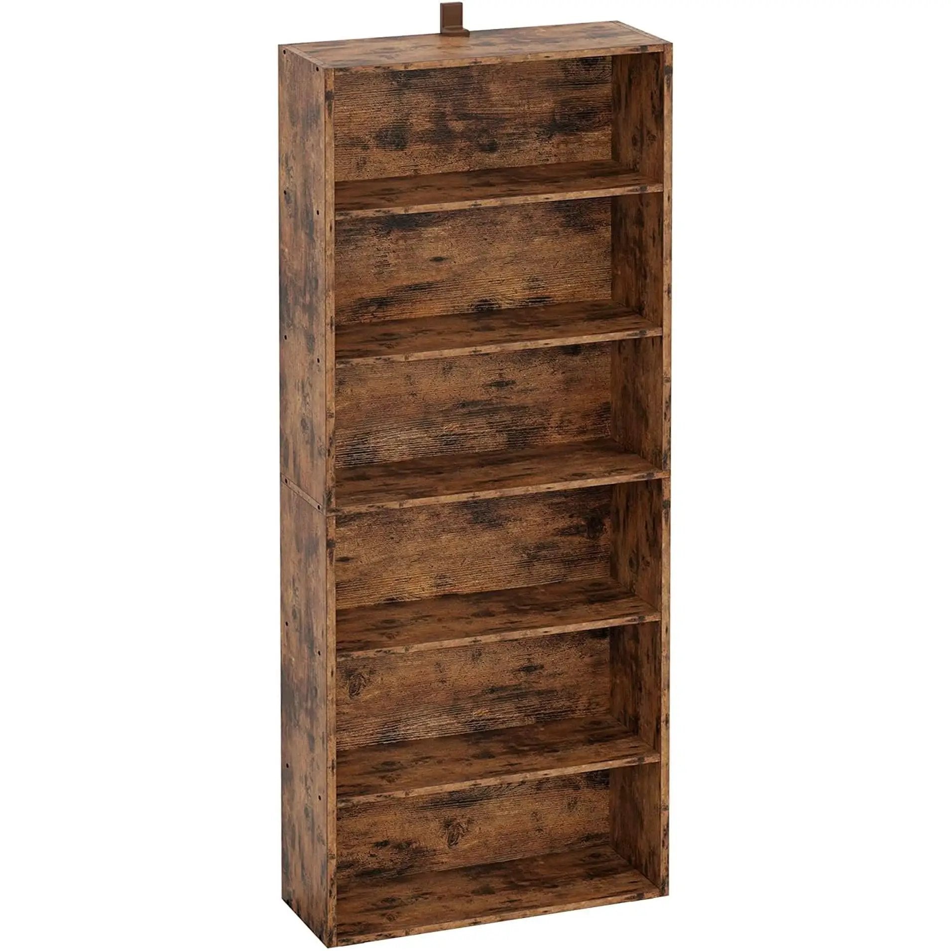 Vintage Brown 6 Shelf Floor Bookcase 70 Inch Tall Unit from PriceLows™